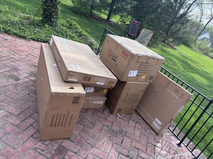 Furniture delivery boxes ready for assembly