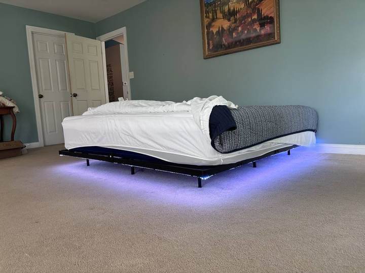 Assembled bed frame with LED lighting