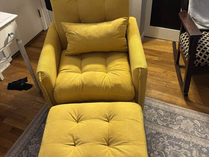 Yellow accent chair & ottoman assembly